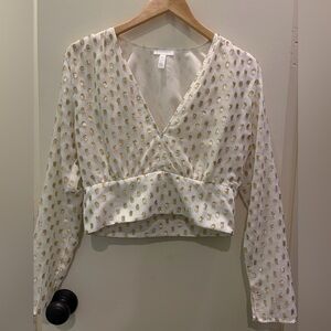 Leith Ivory and Gold Embellished Top